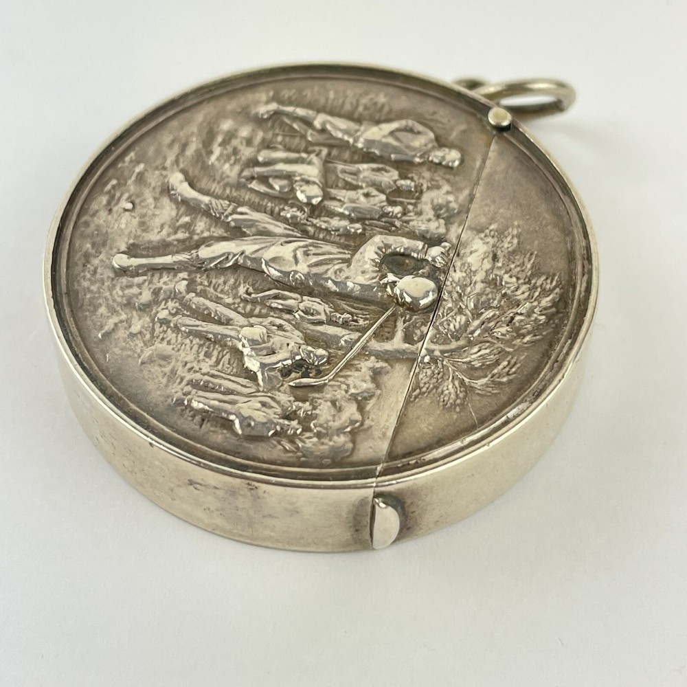 Antique Edwardian Solid Silver Golf Scene Vesta Case Robert Pringle 1906 4.7cm