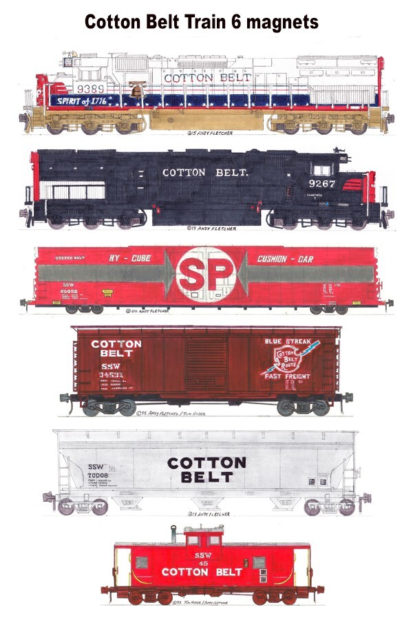 Cotton Belt Freight Train 6 magnets Andy Fletcher