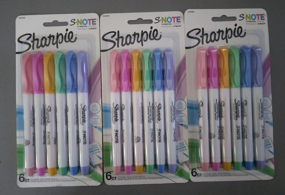 3 Packs Sharpie S•note 6 Ct Creative Marker Precise & Broad Chisel Tip