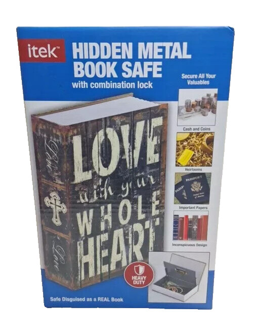 itek LOVE Secret Storage Book Tin Security Combination Lock Diversion Safe Box