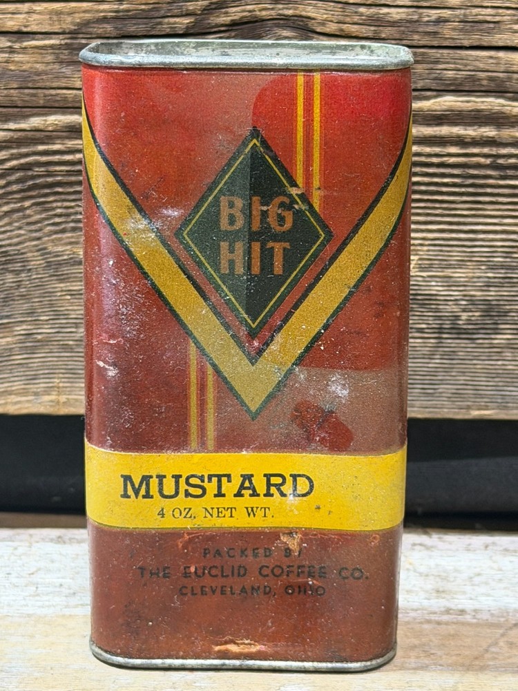 1940s-60s The Euclid Coffee Co., Big Hit, Mustard, Empty Tin