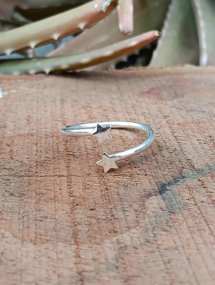 Dainty Star Ring: Adjustable Sterling Silver, Handmade Gift for women