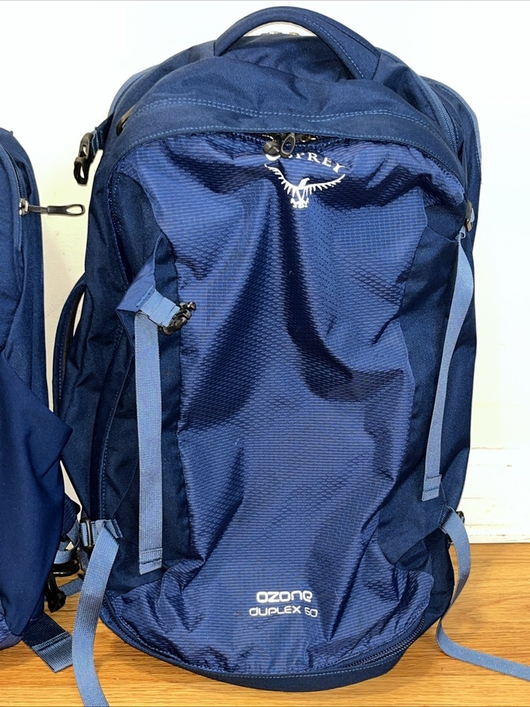 Osprey Ozone Duplex 60 Travel Backpack. Includes detachable day-pack! Blue