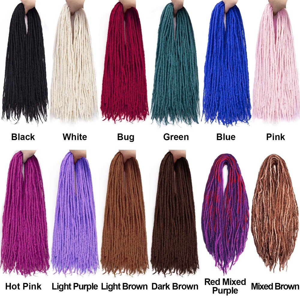 22 Inch Wool Double Ended Dreadlock Extensions,15 22 Inch, Mixed Brown