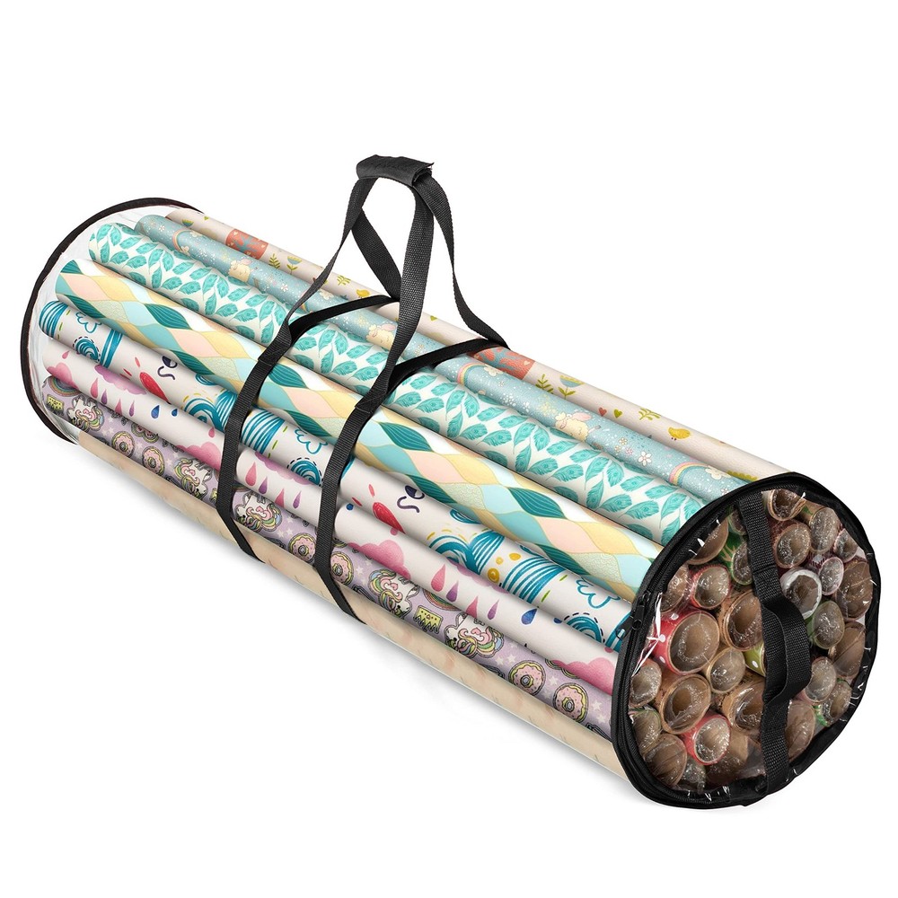 Round Christmas Gift Wrapping Paper Organizer Storage