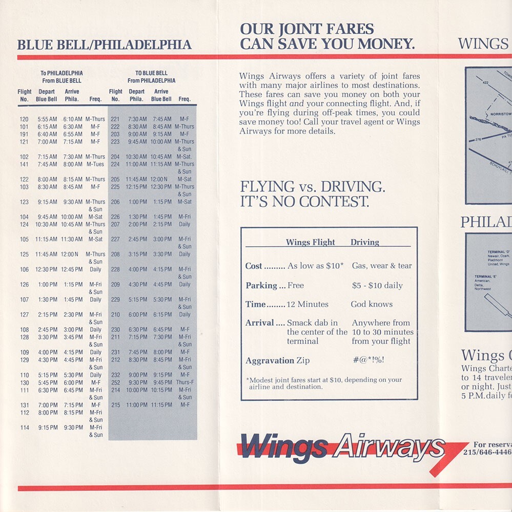 Wings Airways timetable 1983/SEP