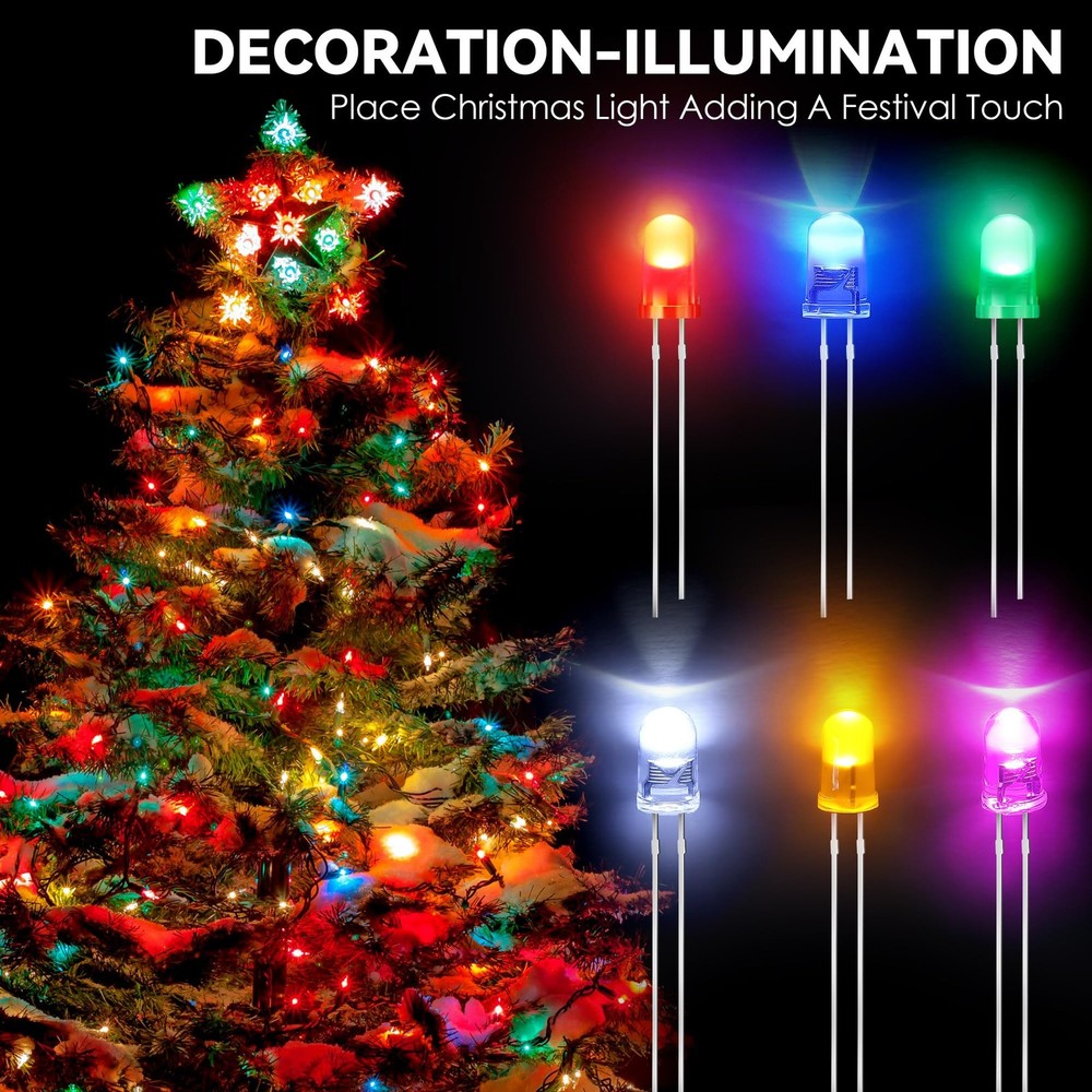 500 Pcs 5mm LED Lights Kit 10 Colors Assorted DIY Project