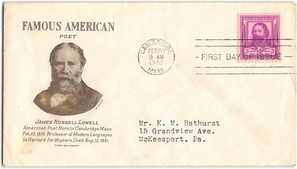 US #866 First Day Cover (FDC), 1940