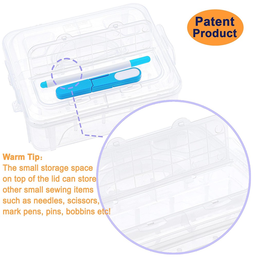 New brothread 2 Layers Stackable Clear Storage Box/Organizer for 2