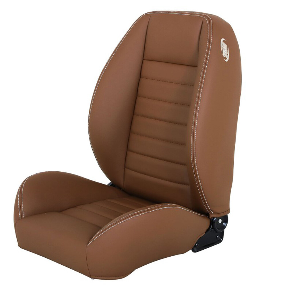 TMI Pro Cruiser Collection Bucket Seats Low-Back Saddle Brown Vinyl W/ White ...