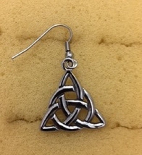 STAINLESS STEEL TRIQUETRA DANGLE EARRING