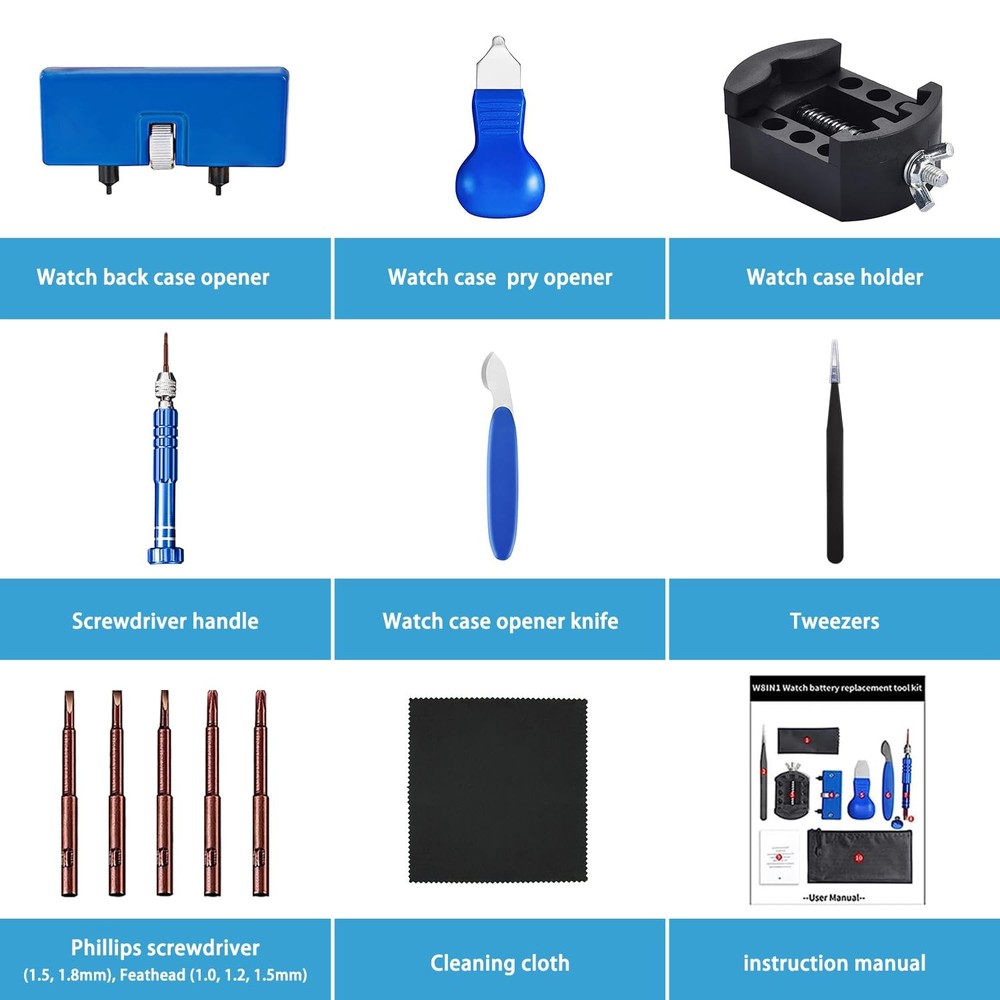 Watch Battery Replacement Tool Kit: EasyTime Professional Watch Repair Toolki...