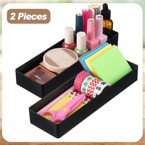 Pcs 4 Piece Large Black Rectangular Desk Organizer Set, Half Accessory Tray, 2