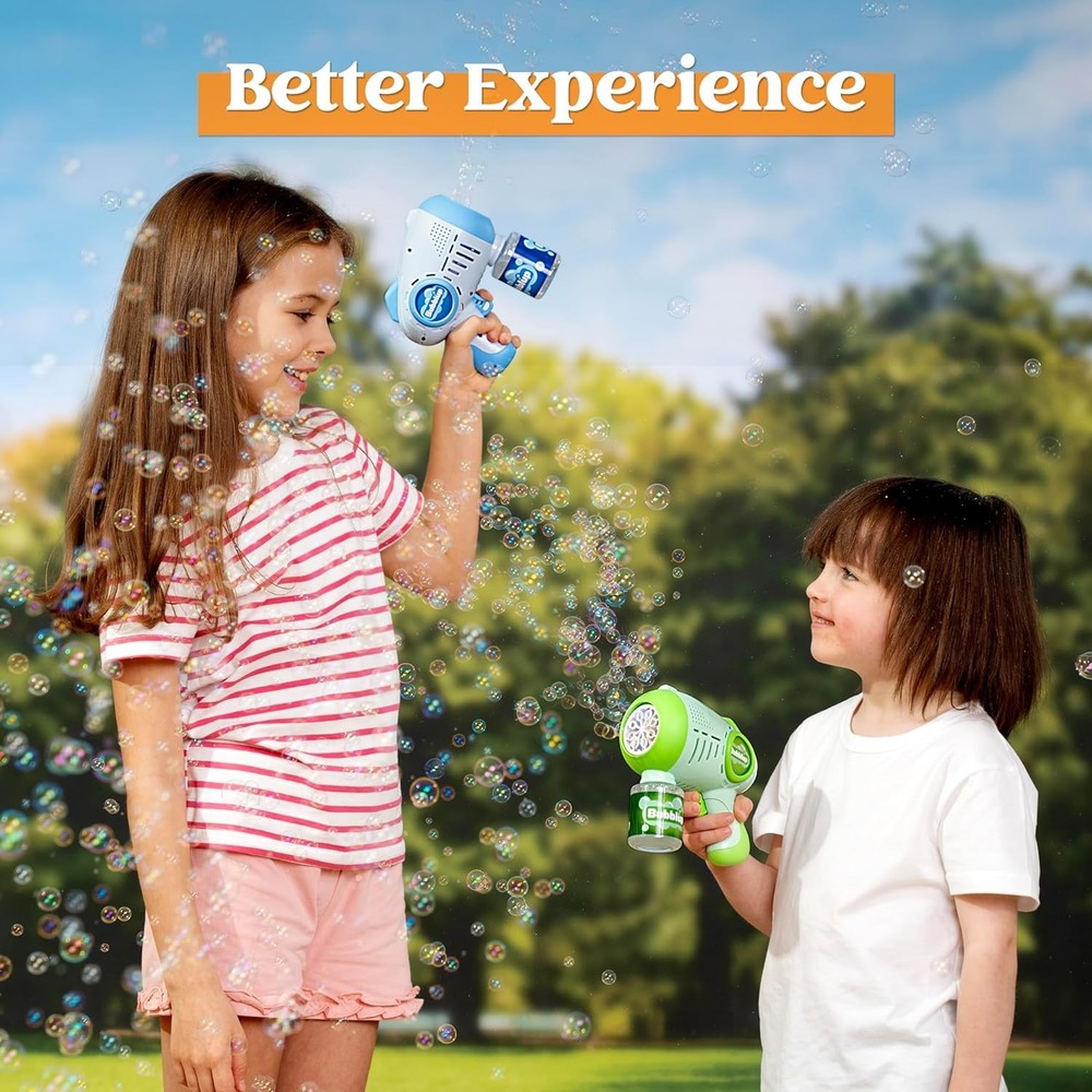 Fun Bubble Toy Set: 2 Battery-Powered Bubble Guns for Ages 3+ with Solutions