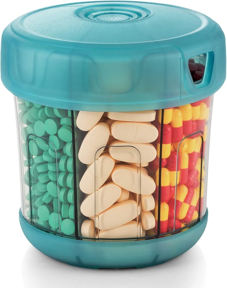Extra Large Supplement Organizer with XL 7 Large Compartments, TPU Soft Lid E...