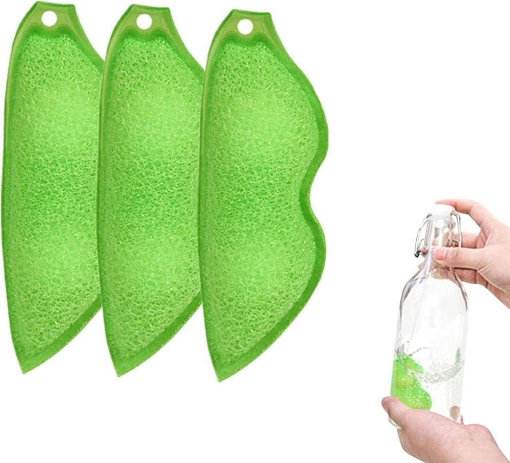 Multipurpose Bean Shaped Sponge Set - 3 Pack Bottle & Internal Cleaning Spong...