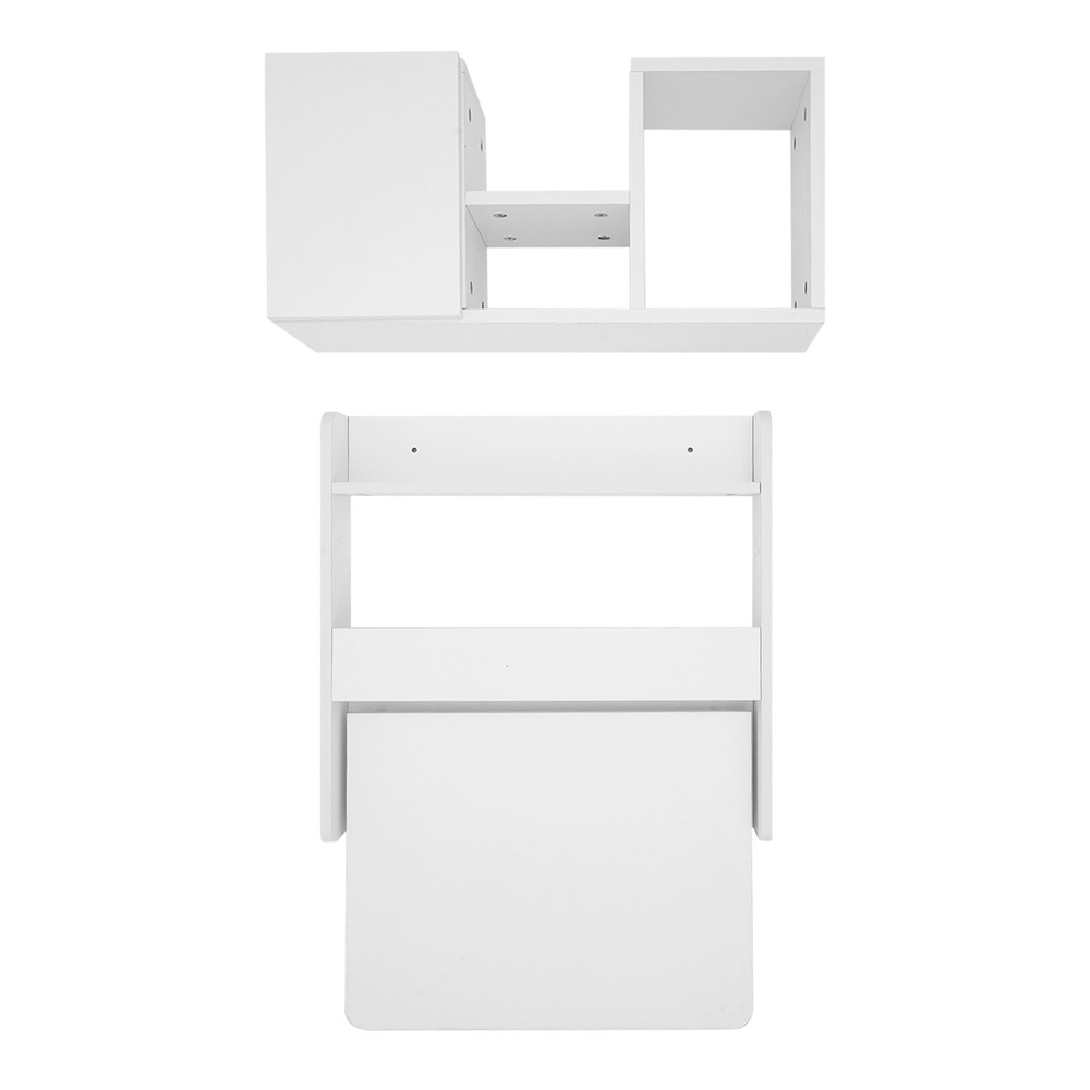2-tier Wall Mounted Bookshelf Folding Space Saving Table Fold Down Laptop Desk