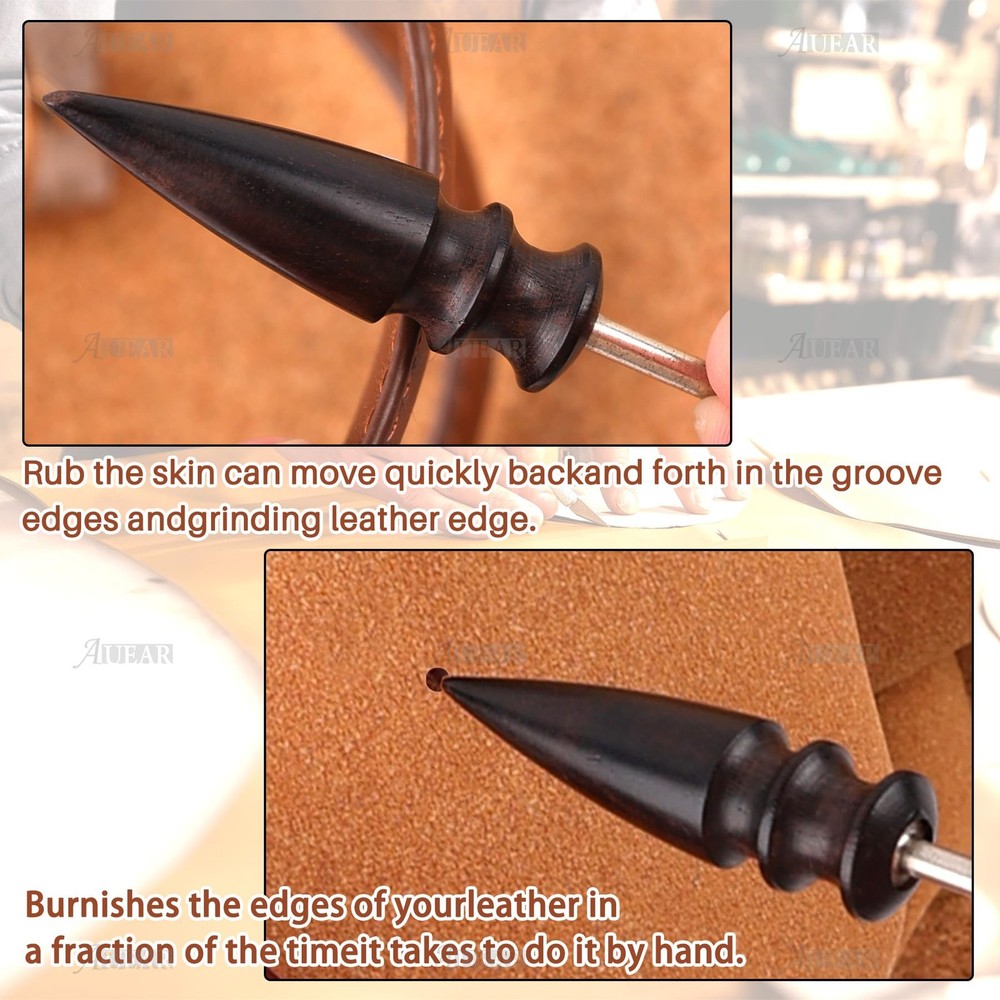 AUEAR, 2 Pack Leather Burnished Bits for Rotary Burnisher 2 Pack, Style a