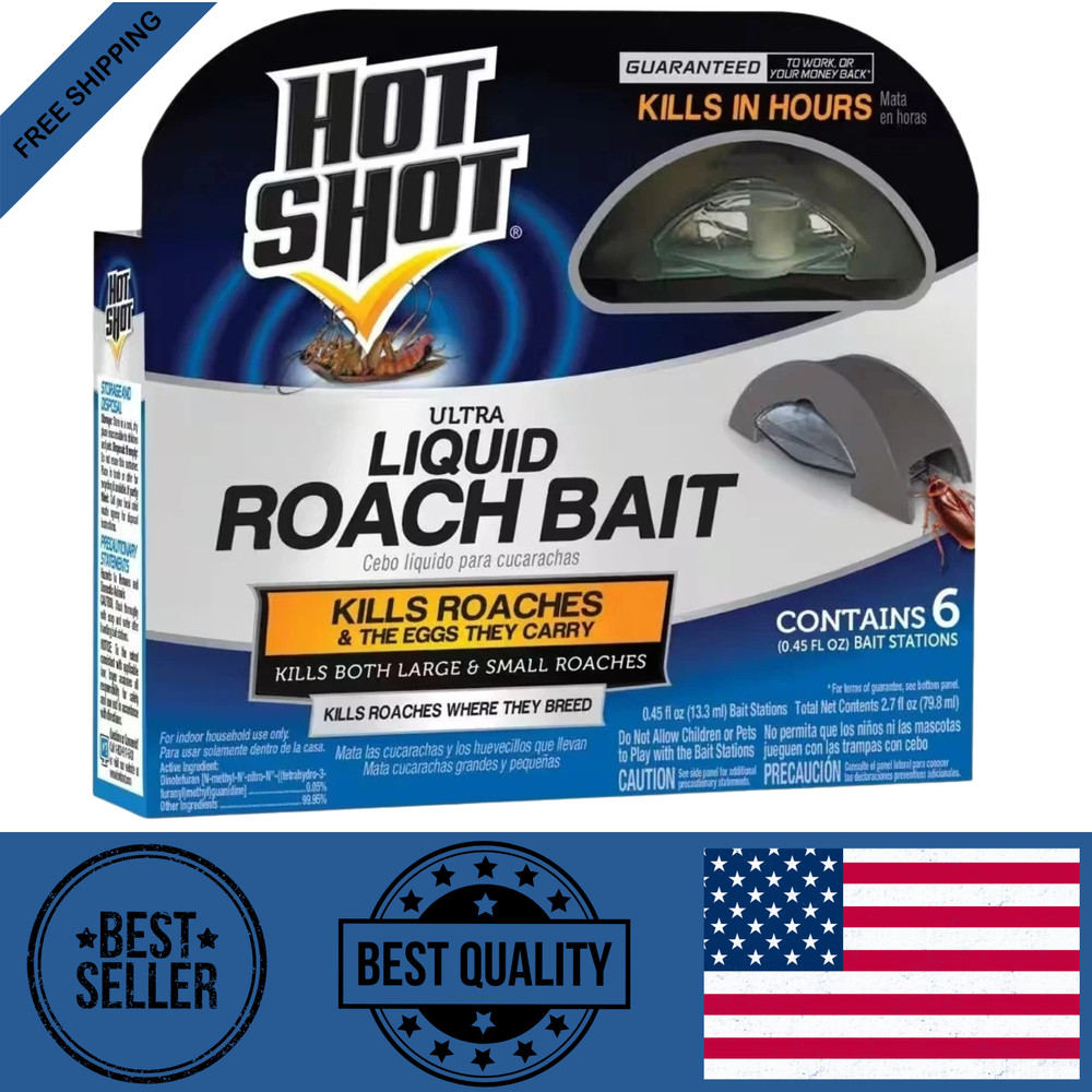 HOT SHOT ULTRA LIQUID ROACH BAIT - 6 COUNT - KILLS ROACHES FAST!!