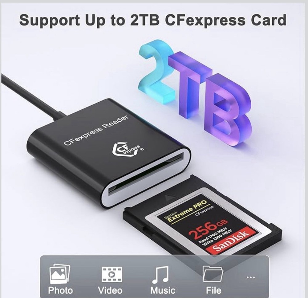 CF Express Type B Card Reader with USB 3.2 (Gen 2) 10Gbps, USB-C & USB-A