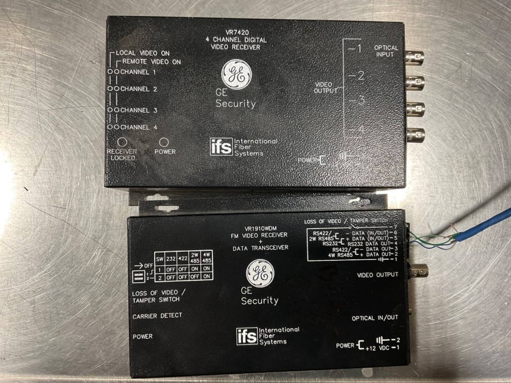 GE Security Fiber Systems VR1910WDM FM Video Receiver  Data Transceiver & VR7420