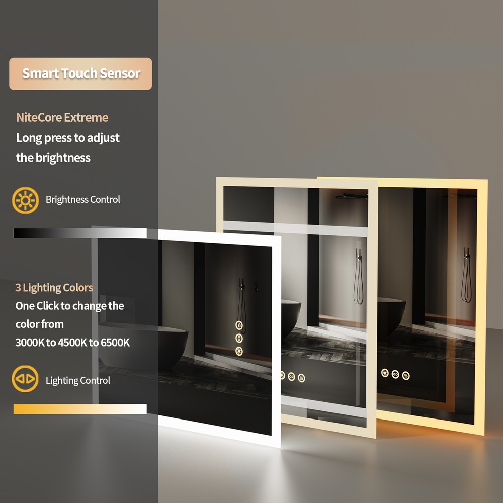 LUVODI 16x20 inch Led Lighted Bathroom Mirror Dimmable Wall Vanity Mirror