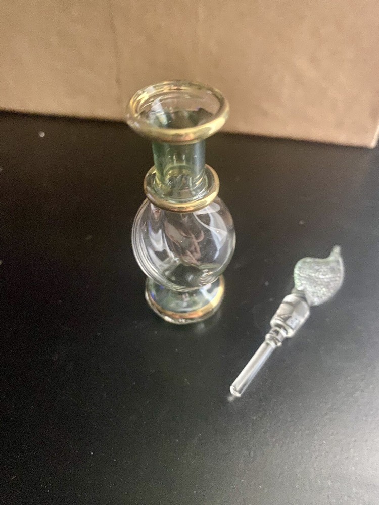 Three Egyptian Hand Blown Green Perfume Bottles with Dabber