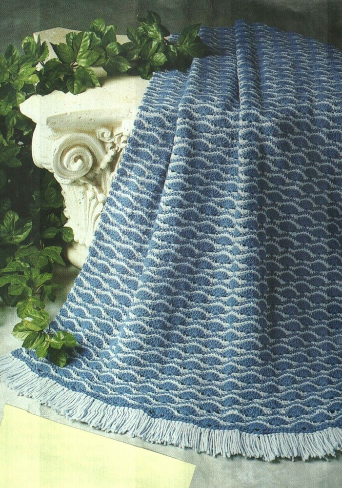 AZURE WAVES AFGHAN HOME DECOR DIGEST SIZE CROCHET PATTERN INSTRUCTIONS
