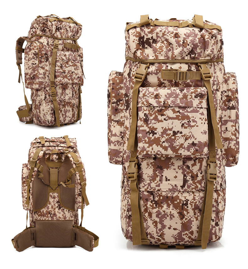 65L Hiking Backpack Water Resistent Oversized Rucksack Extra Large Camping Bag