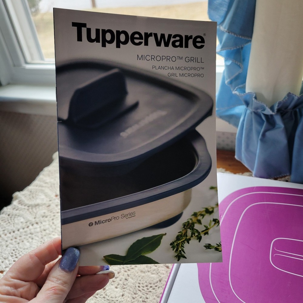 Tupperware Micropro Grill Non-Stick Blue Book Box Microwave Griller sear crisp
