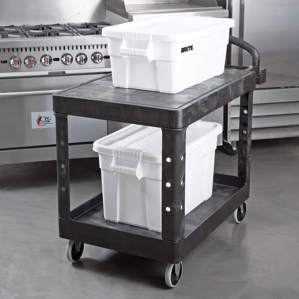 2-Shelf Utility/Service Cart Medium Flat Shelves Ergonomic Handle 500 lbs.