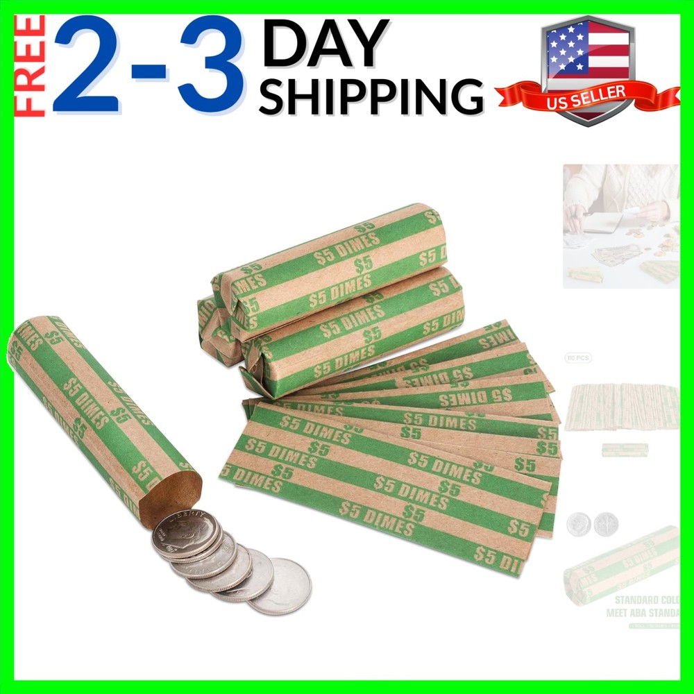 Dime Coin Wrappers Dimes Only Flat Dime Rolls 110 PCS