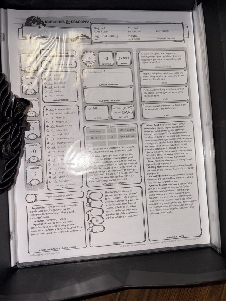 D&D DM Screen And Box With Character Sheets/Set Of Dice