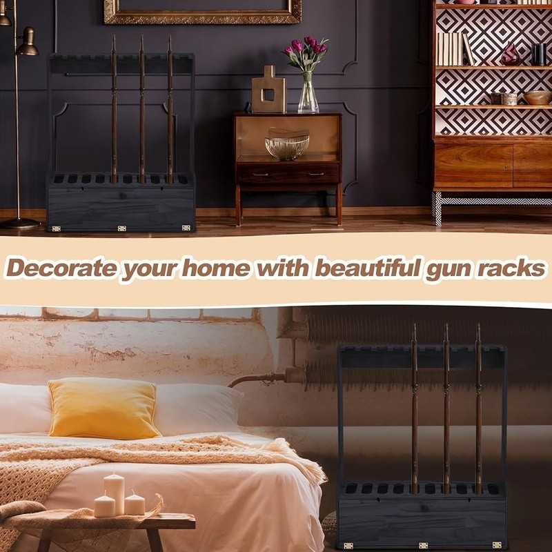 Solid Pine Gun Rack Display 10 Rifles W/ Storage Locker & Easy Assembly New