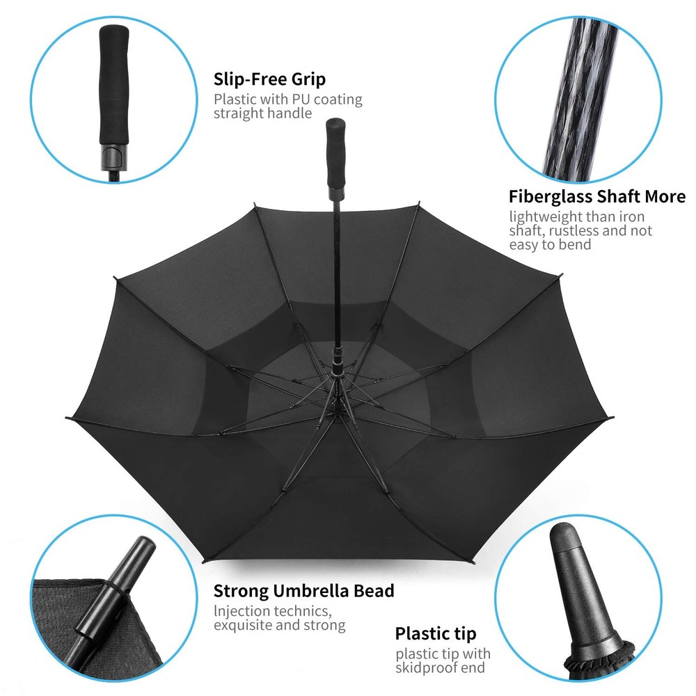 Extra Large Golf Umbrella 62 Inch Automatic Open Windproof Waterproof Canopy