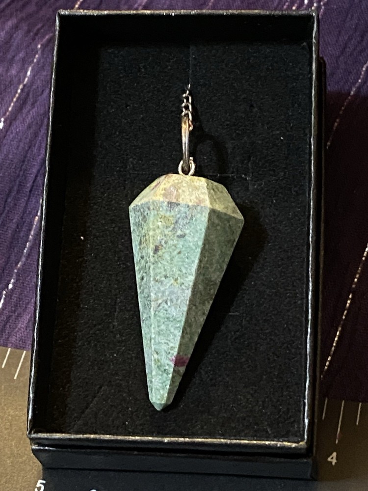 Ruby Zoisite Crystal Pendulum Dowsing Reiki Healing NWB Wicca Witch Witchcraft
