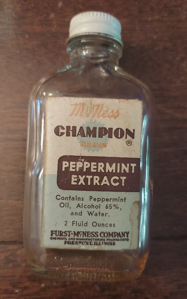 Vintage McNess Champion Brand Peppermint Extract Bottle