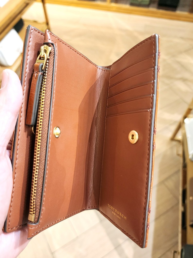 Latest Authentic Tory Burch Willa Shine Java Leather Medium Wallet 169924 $270