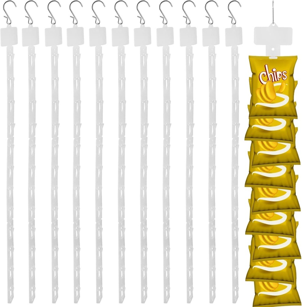 12 Pack Hanging Merchandise Strips with S Hooks – Versatile Retail Display