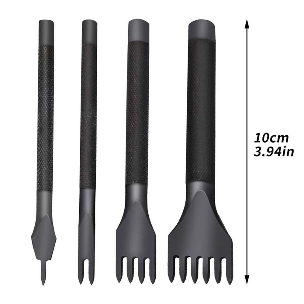 4 X10Cm Long Leather Lacing Sewing Chisel Sets for Leather Technology (Black)