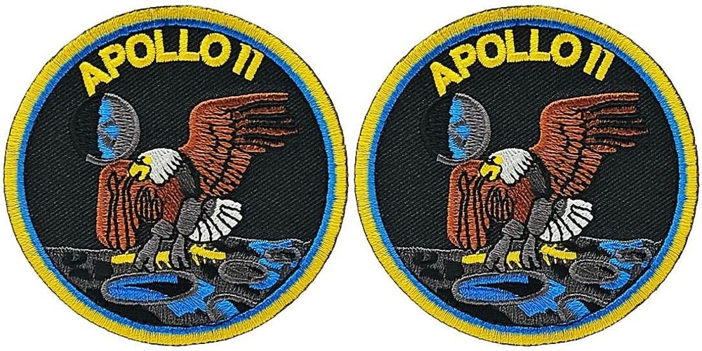 Nasa Apollo 11 Mission Landing Embroidered PATCH |2PC HOOK BACKING  3"x3"