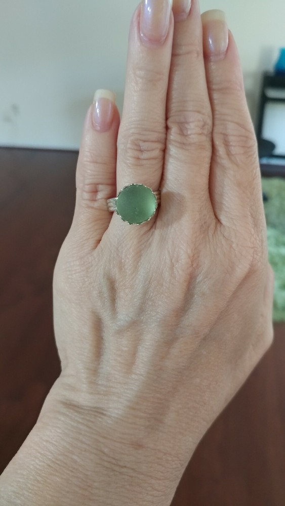 Deep Melon or White Seaglass - adjustable rings