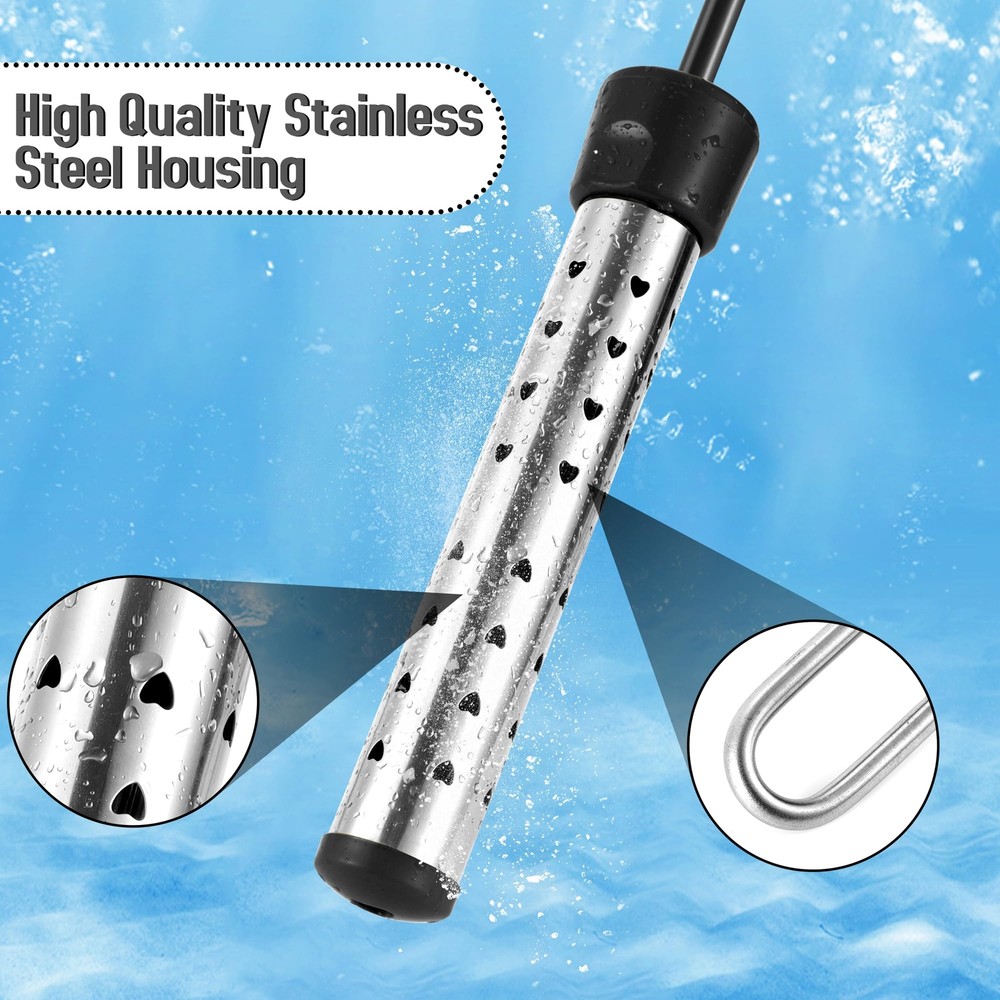 1500W Stainless Steel Water Heater Portable Bucket Heater for 5 Gallon