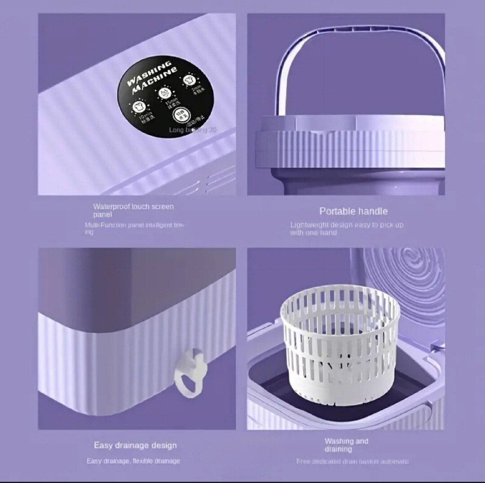 Folding Mini Portable Washing Machine 2.38gal Purple