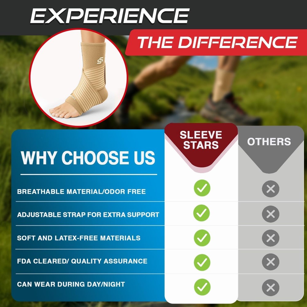 Adjustable Ankle Brace Compression Wrap Support Sleeve M Pair