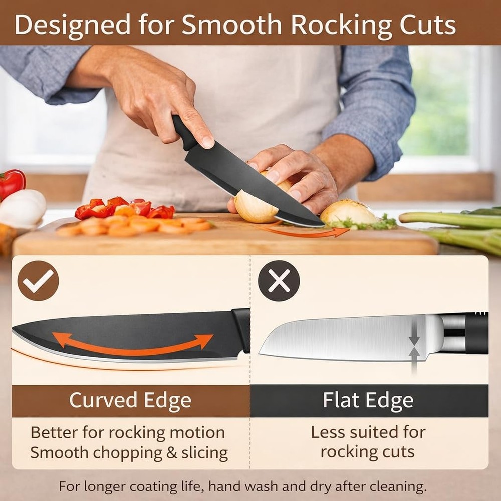 Small Knife Block Set, Modern Kitchen Knife Scissors with Universal Round Hol...