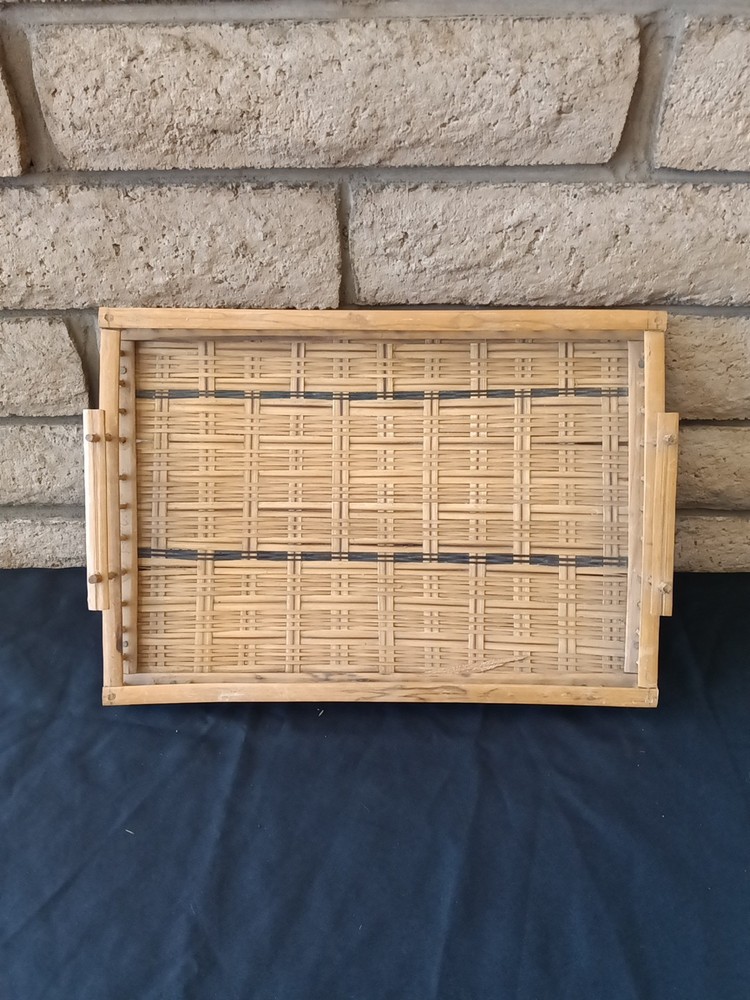 Bamboo Serving Tray Rectangular Sturdy Retro Tiki Barware MCM Boho