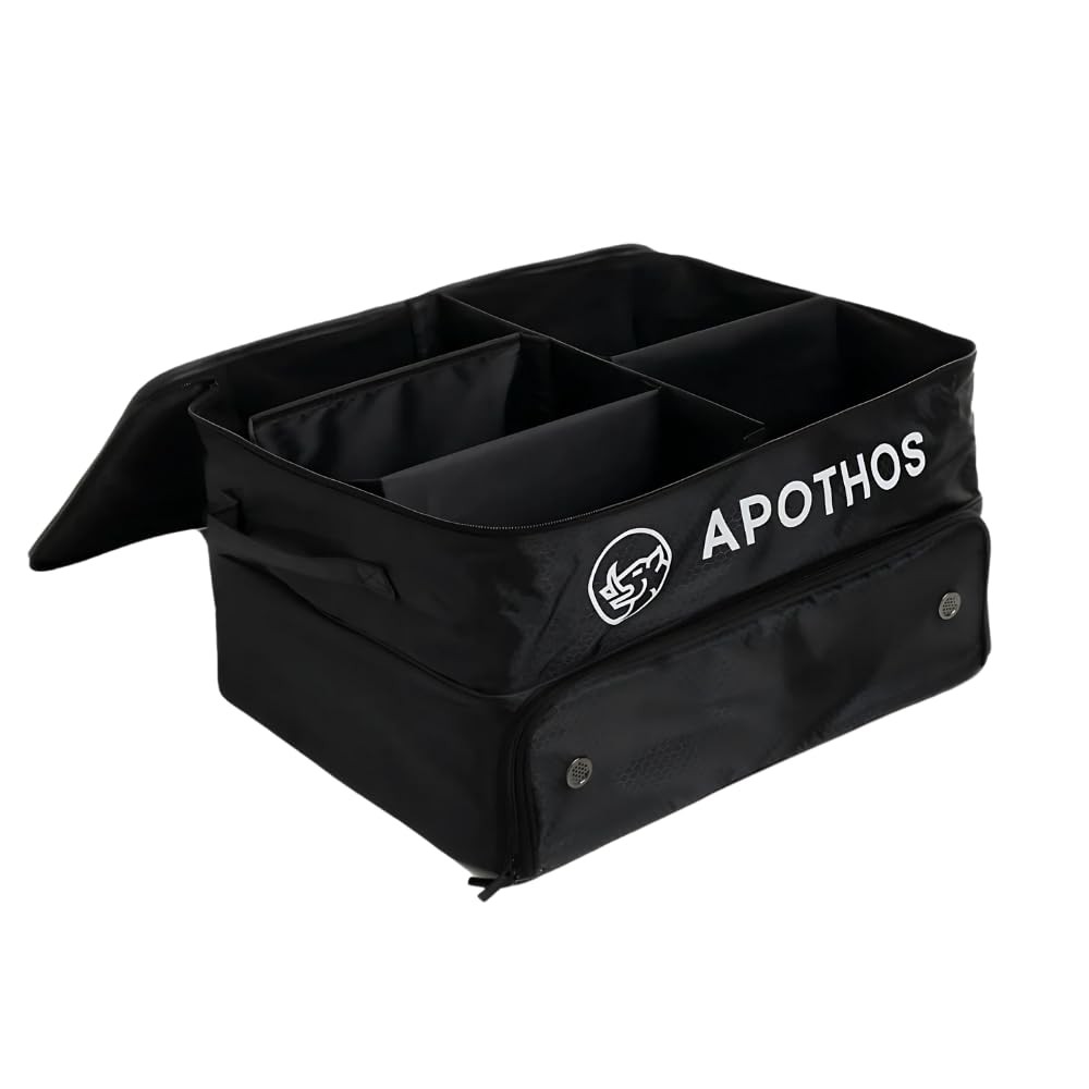 Apothos Golf Trunk 2 Level Storage Organizer, Compact, Collapsable, Black