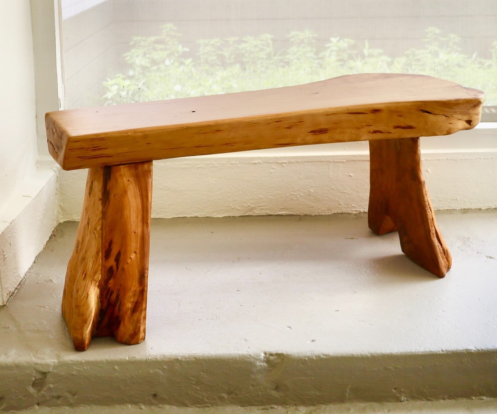 Natural Wood Organic Shaped Bench, Longer