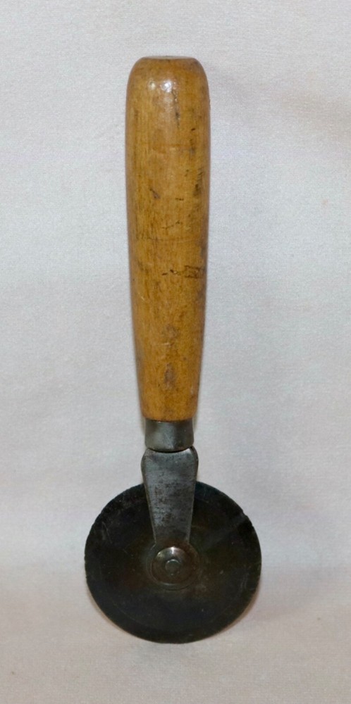 Fabric Cutting Tool 2” Diameter Wood Handle - Vintage